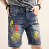 designer jeans mens jeans men's shorts brushed painted American High Street re-stitching Seiko jeans denim medium pants