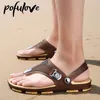 Sandals Pofulove Men Flip Flops Beach Sandals Summer Man Shoes Flat Non Slip Fashion Designer Slippers Rubber Casual Shoe Zapatos Para 230223