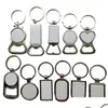 Keychains Lanyards Sublimation Bottle Opener Heart Shape Blank Keychain Metal Heat Transfer Corkscrew Key Ring Household Kitchen T Dhtde