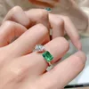 Wedding ring girl imitation emerald tourmaline princess square love heart zircon white plated plated opening ring wedding party jewelry gift adjustable