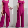 Elegante Fuchsia Moeder van de bruidspakken voor bruiloften 2 stuks 2 stuks Simple Wedding Guestjurk Prom feestbroek Outfit voor vrouwen bruidegom moeder