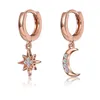Estudio Exquisito S925 Pendientes de plata esterlina Fashion Creative Zircon Ladies Ear Studs Pends Star Moon Jewelry Kofo 230223