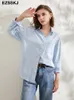 Kvinnors blusar skjortor ezsskj chic casual lös bomullsblusa skjorta kvinnor solid färg överdimensionerad lång blus skjorta kvinnor 230223