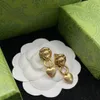 Vintage Lion Love Studs Gold Heart Shape Earrings Designer Pendant Hoop Earring smyckesdesigner f￶r kvinnor