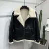 Jaquetas masculinas pêlo de cordeiro e jaqueta de motocicleta de inverno de um homem espessamento de couro de cashmere 230223