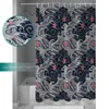 Shower Curtains Japanese Style Sea Wave Cherry Blossom Texture Bathroom Curtain Polyester Fabric With 12 Hooks Waterproof