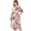 Casual Dresses Plus Size Women Sexy V Neck Party Mini Belt Dress Floral Print En linje Hög midja Boho Beach Elegant Vestidos