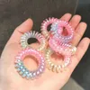 Trendy Rainbow Telephone Wire Bling Ponytail Holder For Women Girls Elastic Hair Bands Candy Color Hair Ring Rope Accessories