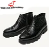 Zapatos de vestir Mocasines de charol masculino High Top Italiano Formal Brogue Oxford Boda Botas de negocios LH-60