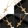 Pendant Necklaces Cubic Zirconia Cross Necklace Gold Fashion Jewelry Chain Gift Drop Delivery Pendants Dhpfe