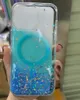 Magnet Wireless Charging Cases for iPhone 15 14 Plus 13 Pro Max 12 Fashion Hard Arcylic TPU Dropping Glue Bling Confetti Covernradiant Rroomproof Magnetic Cover