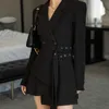 Robes décontractées Mini Party Blazer Dress Femmes KoreanOffice Lady Robe Élégante Chic Ceintures Conception À Manches Longues Vêtements D'hiver 230223