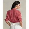 Blouses voor vrouwen shirts hoogwaardige vrouwen polo mode Koreaans klein paard korte mouw tops casual linnen polos vrouwelijke turndown kraag knop 230223