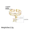 Bandringar Resizable Pearl and Star Pendant Copper Rings for Women 2 Layer Zircon Female Open Finger Rings for Girl Friend Valentines Gift G230213