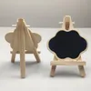 Decoración de fiesta Pequeños letreros de pizarra de madera con soporte de caballete Mini pizarra para tarjetas de alimentos Números de mesa Decoración de brunch KDJK2302