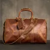 Duffel Taschen echte Leder -Reisetasche Vintage Handtasche Messenger Business Trife großer Kapazität Gepäck Laptop für 15 Zoll