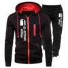 Herren-Trainingsanzüge, Herren-Marken-Trainingsanzug, lässiges Jogging-Set, modisches All-Match-Outdoor-Anzug, Mann, vertikaler Reißverschluss, Jacke, schwarze Jogginghose, 2 Stück, 230223