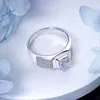 Кластерные кольца S925 Silver 1ct D Moissanite Men's Men's Men's Mens Test Test High Jewelry Wedding Warder