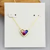 Pendant Necklaces Necklace Heart Stone Real 18K Gold Plated Dangles Glitter Jewelries Letter Gift With free dust bag
