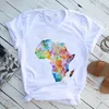 Camisetas femininas t-shirts de feminina mapa África T-shirts 2023 Summer Tops Tee Girl White Posted Roupes Streetwear Alta qualidade