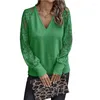 Women's T Shirts Women V Neck Lace Long Sleeve Shirt Autumn Winter Go Shopping Accessory