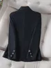 女性のスーツブレザー到着ピンクブラック格子縞の女性フォーマルブレザー女性女性長袖シングルボタンスリムビジネスワークウェアジャケットコート230223
