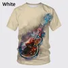 Heren t-shirts heren t shirts 2023 zomer 3D t-shirt mannen en vrouw retro rock gitaar gitaar printing shirt heren modieuze coole korte mouw top w0224