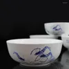 Skålar 7 tum Jingdezhen keramisk ramen skål vintage i glaze blå och vit porslin nudel dumplings ris bordsartiklar blandning