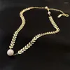 Chains Hip Hop Personality Tide Pearl Leaf Necklace Clavicle Chain Choker Temperament Design Collars For Women