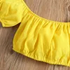 Clothing Sets 1-6 Years Girls Summer Clothes Solid Color Off Shoulder T Shirts Crop Tops Denim A-Line Skirts 2pcs Fashion