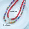 Ras du cou HC ethnique coloré polymère argile chaîne collier élégant coquille perle perle breloque clavicule femmes été Tribal