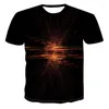 Erkek Tişörtleri Doğal Peyzaj Deseni Sıradan Yakışıklı 3D Baskı T-Shirt Yaz Gün batımı Manzarası Grafik Moda Erkek Tişörtleri