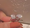 Ins Gioielli di moda Fedi nuziali Argento sterling 925 Goccia d'acqua Smeraldo Diamante CZ Pietre preziose Festa Eternità Donna Anello aperto regolabile Gfit