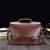 Briefcases Men's one shoulder slant cross multi-functional styling horizontal bag business mad horse PU leather briefcase handbag 230223