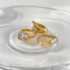 Band Rings 18K Gold Plated 316L Stainless Steel Rings Luxury Zircon Stone Women Rings Wedding Couple Jewlery Fashion Accessories G230213