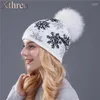 Beanies echte nertsen pom poms wol bont gebreide hoed schedels winter voor vrouwen meisjes feminino beanies1 scot22