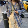 Women's Suits Blazers BGTEEVER Vintage Loose Women Jacket Plaid Blazer Autumn Chic Double Breasted Female Long Suit Jackets Stylish Ladies Blazer 230223