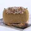 Magnifique sac de soirée en diamant fait à la main, pochette en feuilles avec satin pour fête de banquet de mariage, plus de couleurs238z