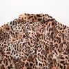 Abiti da donna Elegante giacca da cappotto in cardigan con maniche a tre quarti con risvolto con stampa leopardata