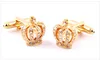 Cuff Links Men s Luxurious Crystal Crown Copper Material Golden Color 230223