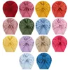 Cappelli 1 PZ 18 17 CM Berretti per neonate morbide e amiche della pelle Tinta unita Bowknot fatto a mano Moda infantile Archi Copricapo Regali di compleanno