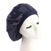 Hüte Damen-Mütze aus Kunstseide, breites elastisches Band, solide Nacht-Schlafmütze, plissiert