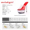 Sandały McLubgirl 34-43 Summer Sexy Super High Heels 15cm Stiletto Wodoodporna platforma Transparent Crystal Wedding Buty LFD 230223