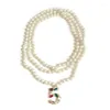 Choker Vintage Elegant Glass Pearl Multilayer Short Necklace Camellia Pendant Collares Jewelry