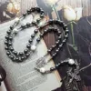 Collane con ciondolo QIGO Rosario cattolico Vintage Perline di ematite Collana con filo Cristo Gesù Croce Religioso Prega gioielli per donna Uomo