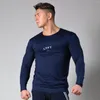 Heren t shirts lente en herfst heren hardlopen fitness slanke lange mouw gym bodybuilding mesh rood t-shirt merk mode sport tops