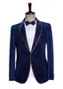 Ternos masculinos masculinos brilhantes com 3 peças de traje (jaqueta pnats bowtie) set homens preto royal azul de um botão de smoking figurino de casamento