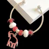 Charm armband handgjorda mode röda vita europeiska pärlor grekiska sorority aeo elefant öppna armband
