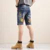 designer jeans mens jeans men's shorts brushed painted American High Street re-stitching Seiko jeans denim medium pants