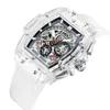 Нарученные часы Tonneau Men Sports Watch военные силиконовые часы Relogio прозрачные многофункциональные кварцевые наручные наручные часы